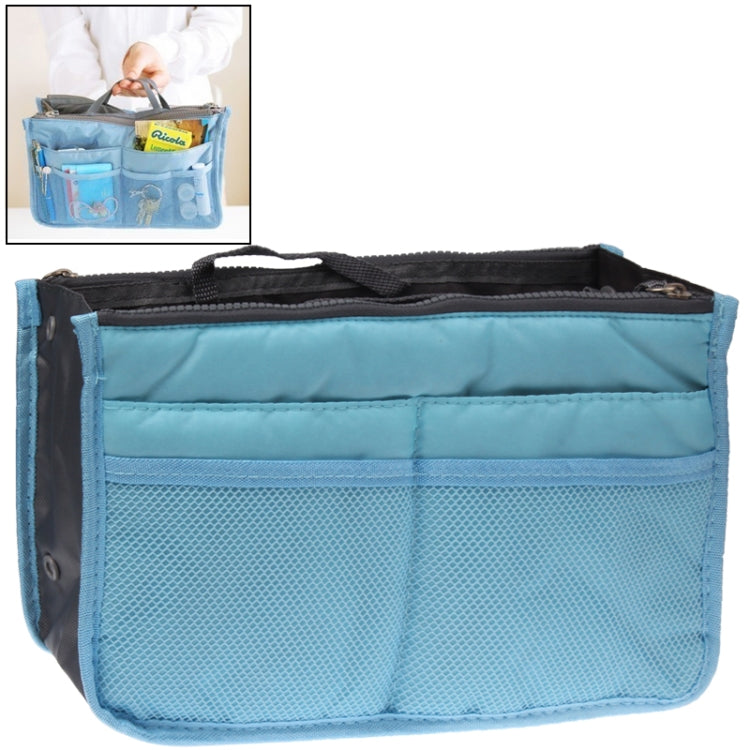 Thicken Portable Multi-function Double Zipper Cosmetic Bag, Storage Bag in Bag Blue