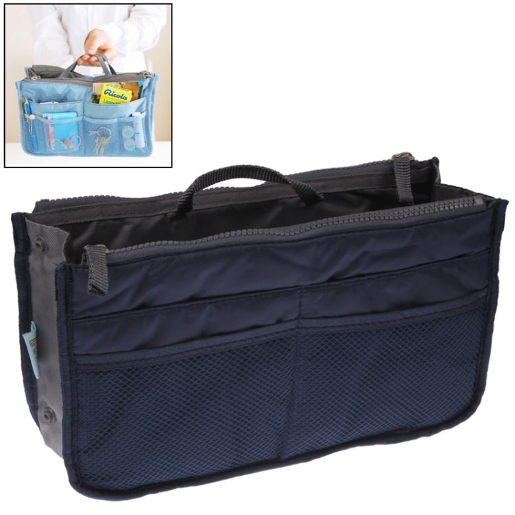 Thicken Portable Multi-function Double Zipper Cosmetic Bag, Storage Bag in Bag Dark Blue