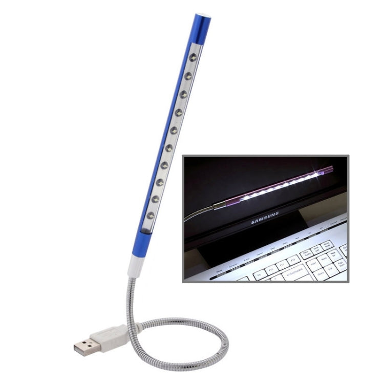 10-LED Portable Ultra Bright USB LED Light Blue
