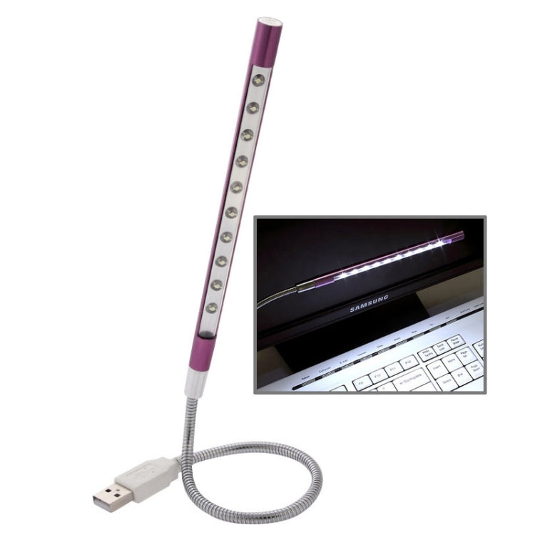 10-LED Portable Ultra Bright USB LED Light Purple