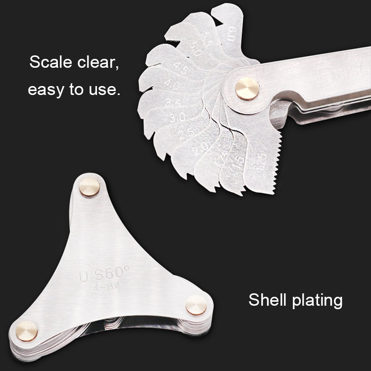 30 PCS US Screw Pitch Thread Blades 60 Degrees CR Stainless Steel Thread Gauge, 30 PCS Thread Gauge