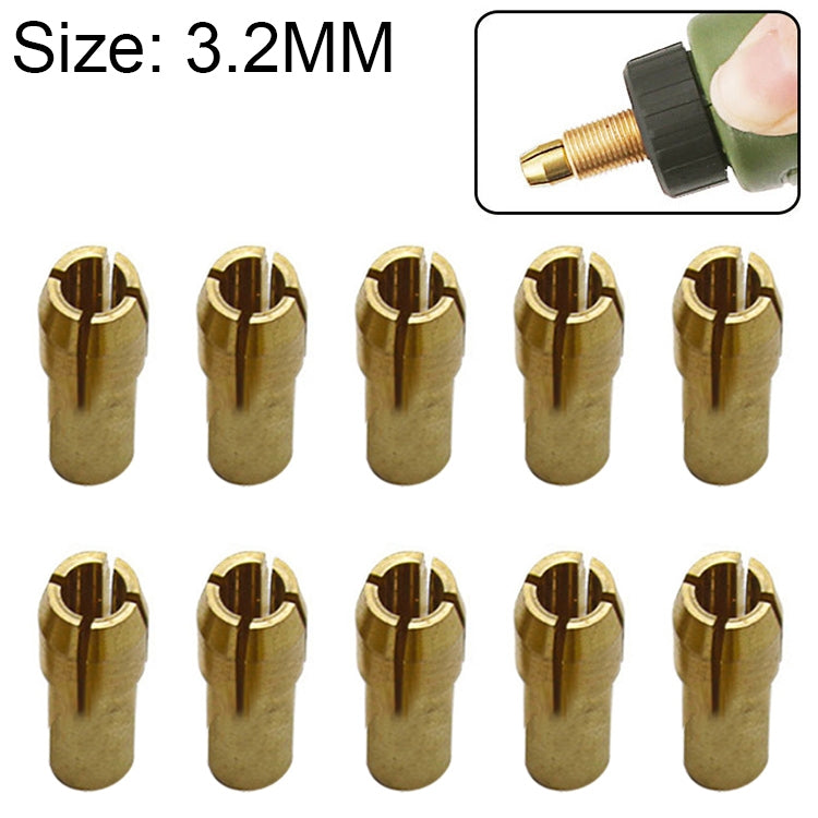 10 PCS Three-claw Copper Clamp Nut for Electric Mill Fittings，Bore diameter: 3.2mm, Bore diameter: 3.2mm Bore diameter: 3.2mm
