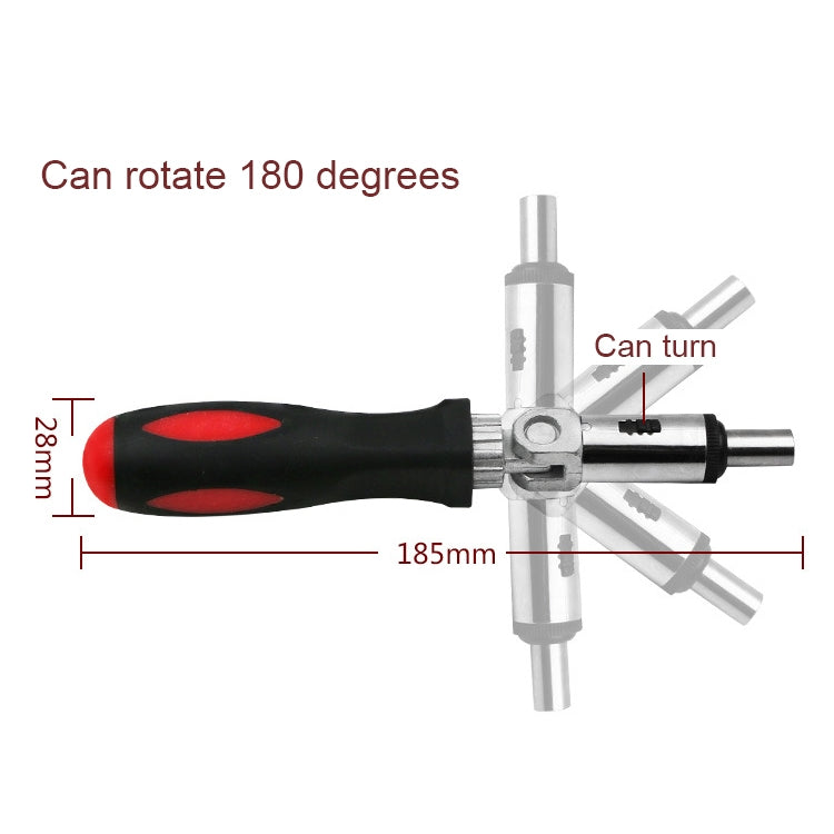 180 Degree Rotation 1/4 inch Hex Connector Multi-function Ratchet Screwdriver, 1/4 inch Hex Connector