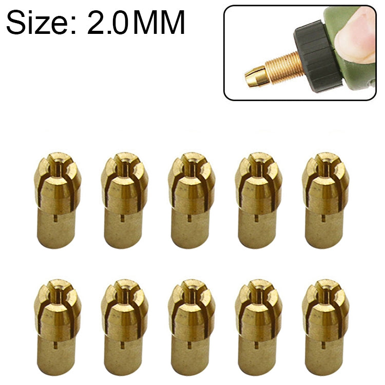 10 PCS Three-claw Copper Clamp Nut for Electric Mill Fittings，Bore diameter: 2.0mm, Bore diameter: 2.0mm Bore diameter: 2.0mm