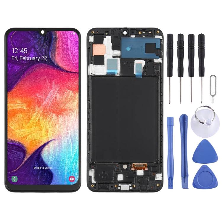 Original Super AMOLED LCD Screen for Galaxy A50 Digitizer Full Assembly with Frame, For Samsung Galaxy A50 For Samsung Galaxy A50