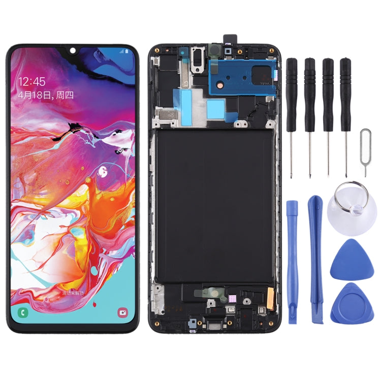 Original Super AMOLED Material LCD Screen and Digitizer Full Assembly with Frame for Galaxy A70, For Samsung Galaxy A70 (Super AMOLED) For Samsung Galaxy A70 (Super AMOLED)