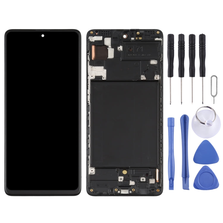 Original Super AMOLED Material LCD Screen and Digitizer Full Assembly with Frame for Galaxy A71, For Samsung Galaxy A71(Original with Frame)