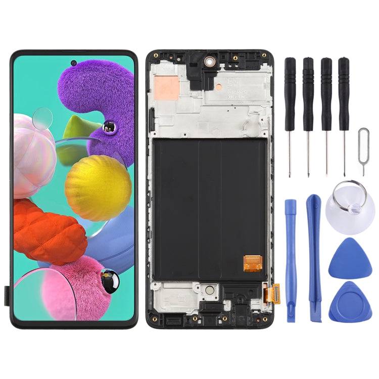 Original Super AMOLED Material LCD Screen and Digitizer Full Assembly with Frame for Galaxy A51 4G, For Samsung Galaxy A51 4G(Original with Frame) For Samsung Galaxy A51 4G(Original with Frame)