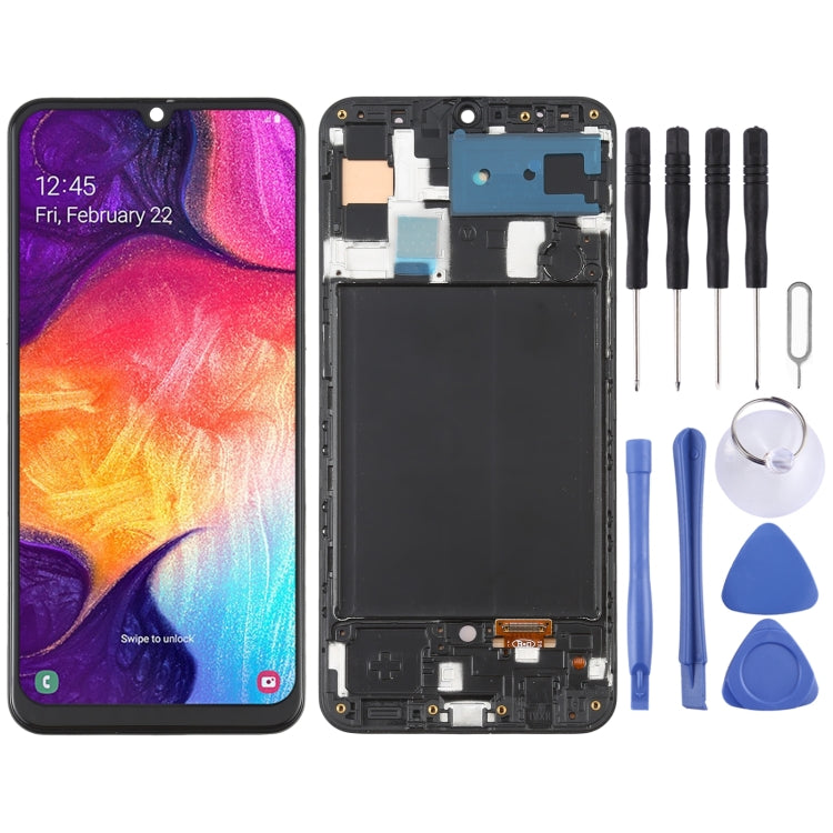 6.36 inch OLED Material LCD Screen and Digitizer Full Assembly with Frame for Samsung Galaxy A50 SM-A505, For Samsung Galaxy A50 (6.36 inch OLED) For Samsung Galaxy A50 (6.36 inch OLED)