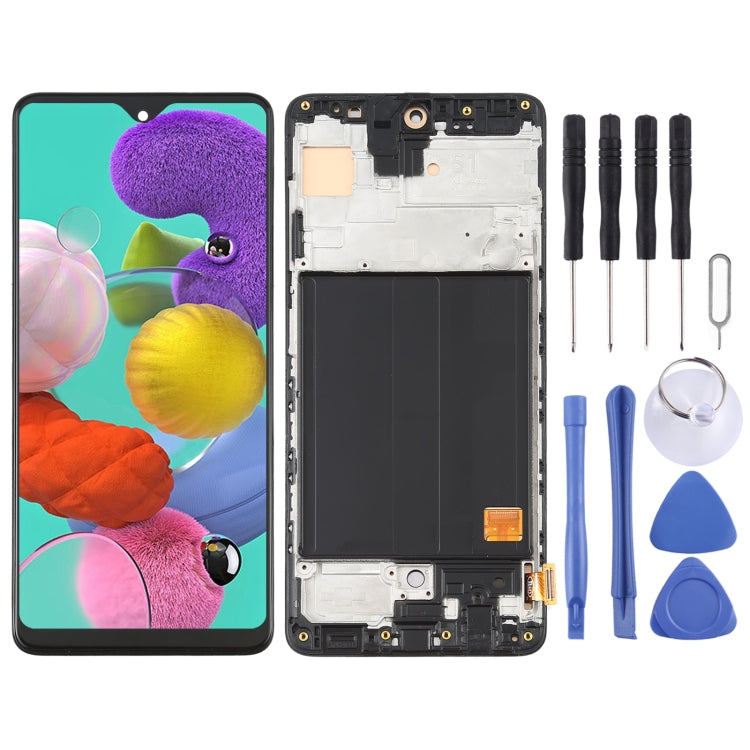 OLED Material LCD Screen and Digitizer Full Assembly with Frame for Samsung Galaxy A51 4G SM-A515(6.36 inch), For Samsung Galaxy A51 4G (OLED) For Samsung Galaxy A51 4G (OLED)
