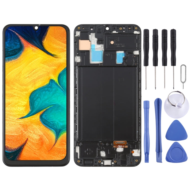 6.36 inch OLED Material LCD Screen and Digitizer Full Assembly with Frame for Samsung Galaxy A30 SM-A305, For Samsung Galaxy A30 (6.36 inch OLED) For Samsung Galaxy A30 (6.36 inch OLED)