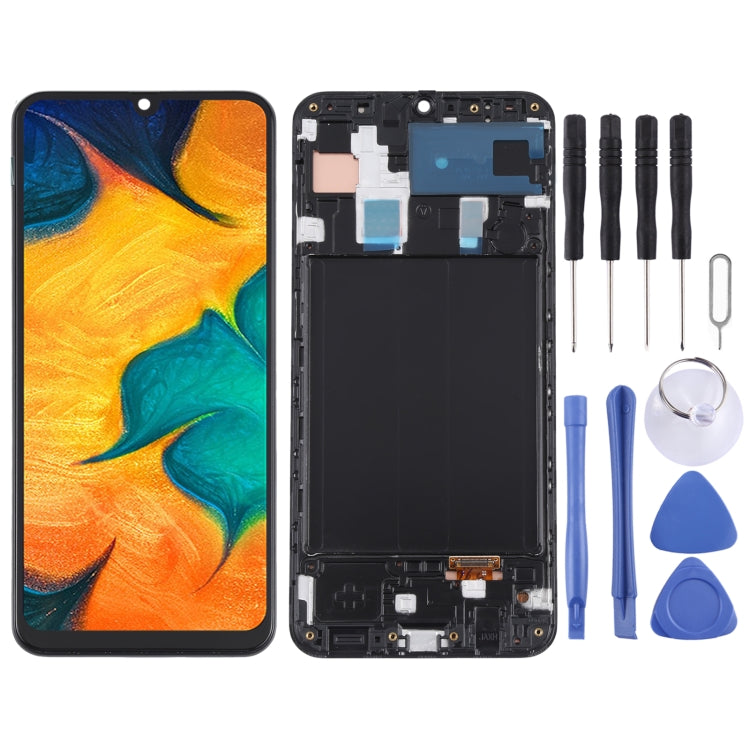 Original LCD Screen and Digitizer Full Assembly with Frame for Samsung Galaxy A30 SM-A305, For Samsung Galaxy A30(Original) For Samsung Galaxy A30(Original)