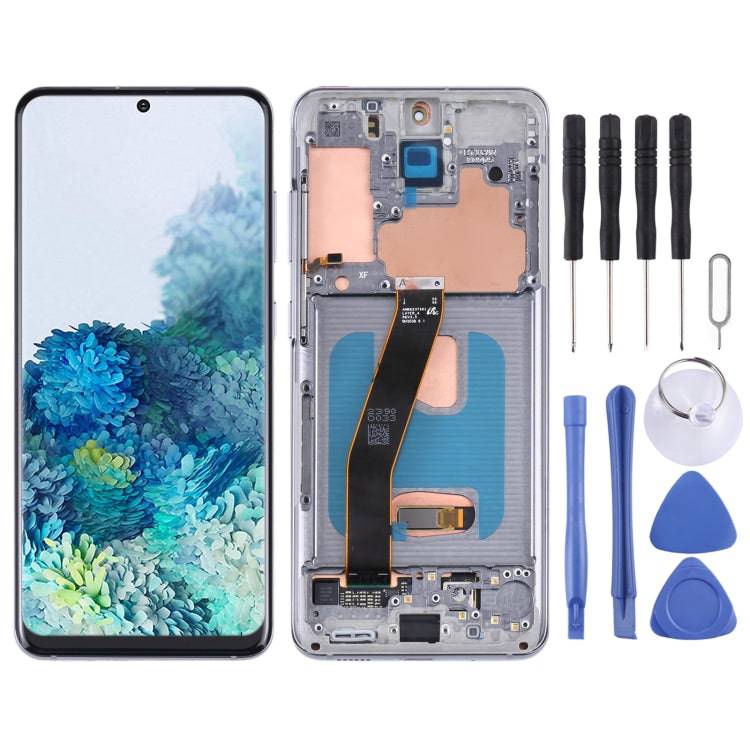 Original LCD Screen and Digitizer Full Assembly with Frame for Samsung Galaxy S20 5G SM-G981B, For Samsung Galaxy S20 5G For Samsung Galaxy S20 5G Silver