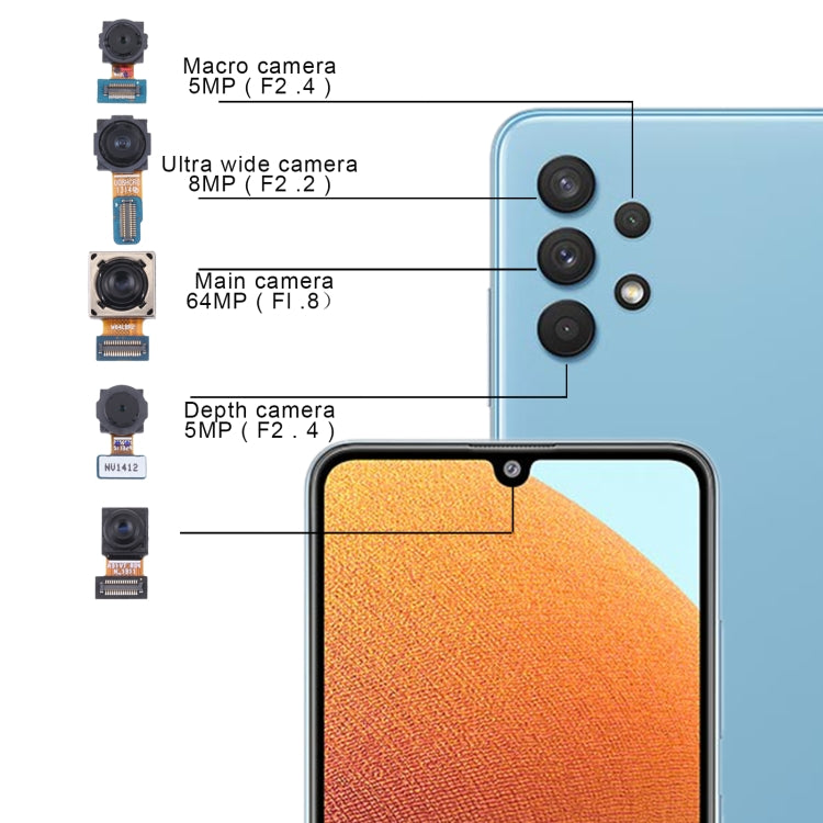 For Samsung Galaxy A32 SM-A325 Original Camera Set (Depth + Macro + Wide + Main Camera + Front Camera)