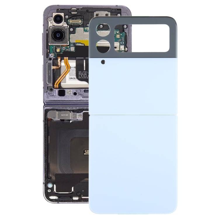 For Samsung Galaxy Z Flip4 SM-F721B Battery Back Cover with Camera Lens Cover, For Samsung Galaxy Z Flip4 For Samsung Galaxy Z Flip4 Blue
