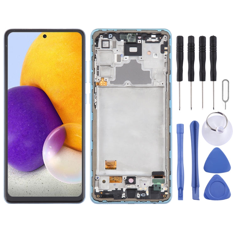 For Samsung Galaxy A72 4G SM-A725 6.43 inch Original LCD Screen Digitizer Full Assembly with Frame, For Samsung Galaxy A72 4G 6.43 inch(OLED) For Samsung Galaxy A72 4G 6.43 inch(OLED) Blue