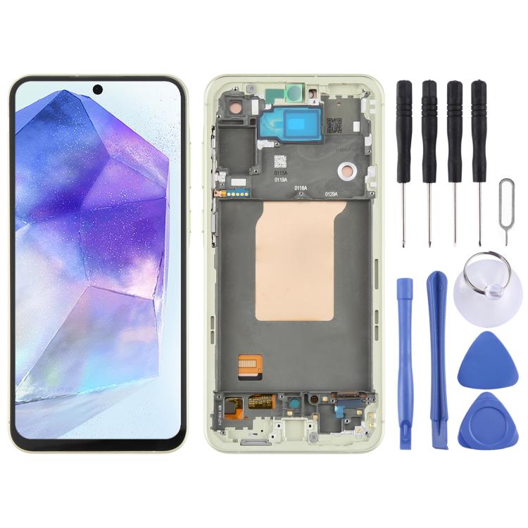 For Samsung Galaxy A55 SM-A556B OLED LCD Screen Digitizer Full Assembly with Frame Light Green