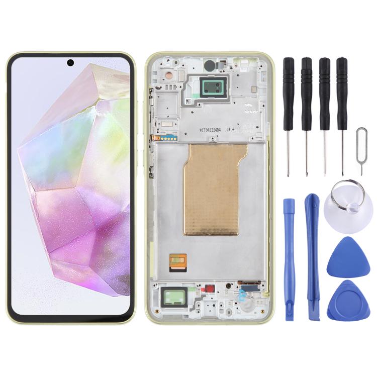 For Samsung Galaxy A35 SM-A356B OLED LCD Screen Digitizer Full Assembly with Frame Light Green