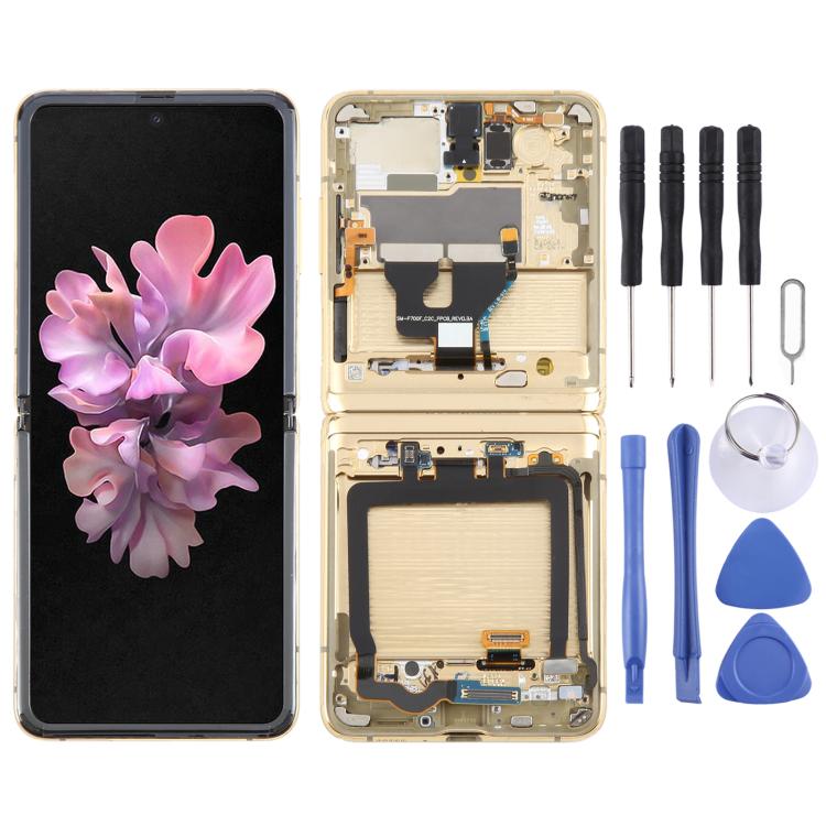For Samsung Galaxy Z Flip SM-F700 LCD Screen Digitizer Full Assembly with Frame, For Samsung Galaxy Z Flip For Samsung Galaxy Z Flip Gold