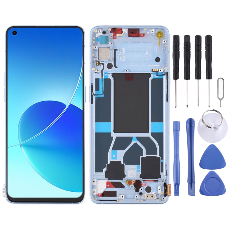 Original LCD Screen and Digitizer Full Assembly with Frame For OPPO Reno6 5G PEQM00 CPH2251, For OPPO Reno6 5G