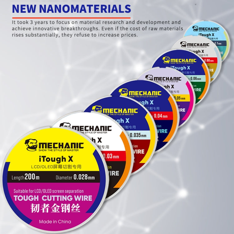 Mechanic iTough X 200M 0.04MM LCD OLED Screen Cutting Wire, Mechanic 0.04MM 200M