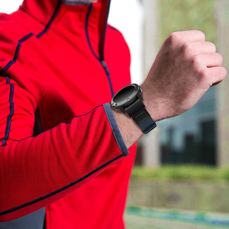 Canvas and Leather Wrist Strap Watch Band for Garmin Fenix5 Plus, Wrist Strap Size:150+110mm