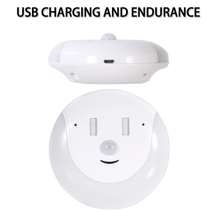 USB Charging Light & Human Body Sensing Control Smile Magnetic Night Light, Cold White Light, Warm white light