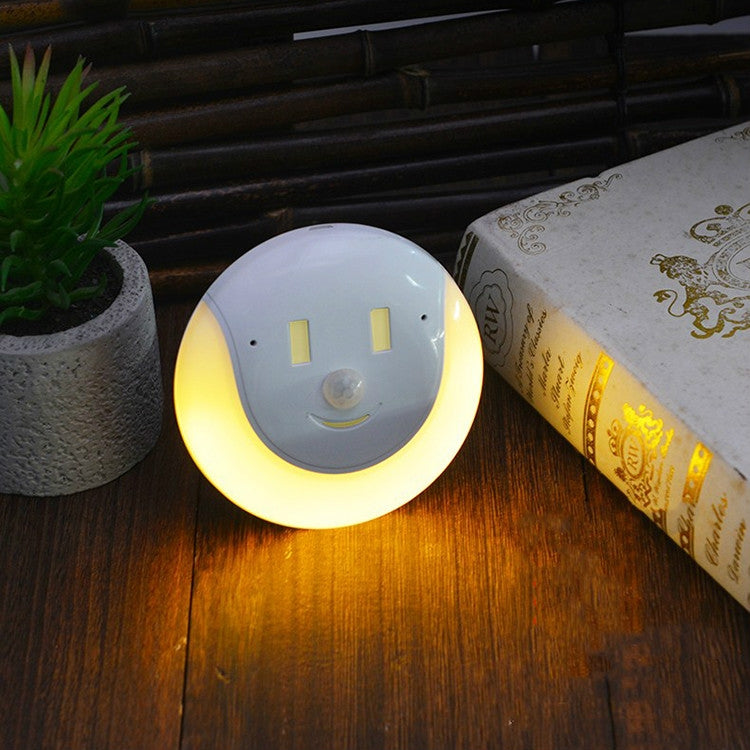 USB Charging Light & Human Body Sensing Control Smile Magnetic Night Light, Cold White Light, Warm white light