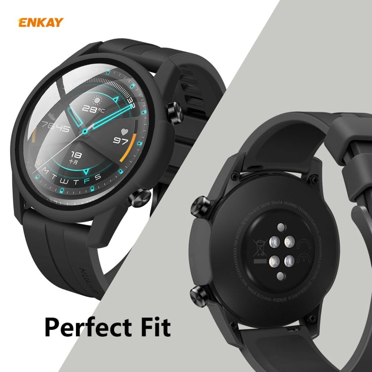 For Huawei Watch GT 2 42mm ENKAY Hat-Prince ENK-AC8201 Full Coverage PC Frosted Case + 9H Tempered Glass Protector