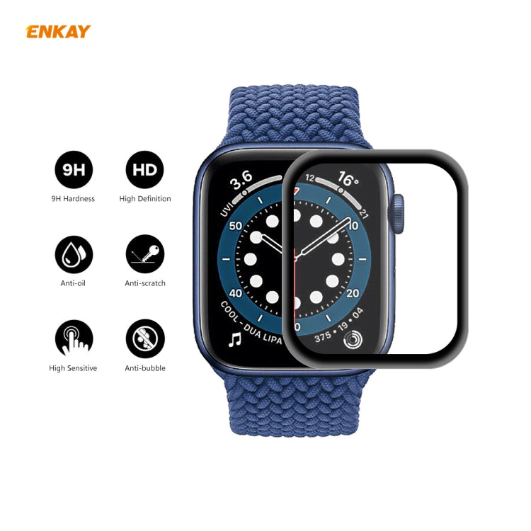 2 PCS ENKAY Hat-Prince 0.2mm 9H Surface Hardness 3D Explosion-proof Aluminum Alloy Edge Full Screen Tempered Glass Screen Film, For Apple Watch 6/5/4/SE 40mm