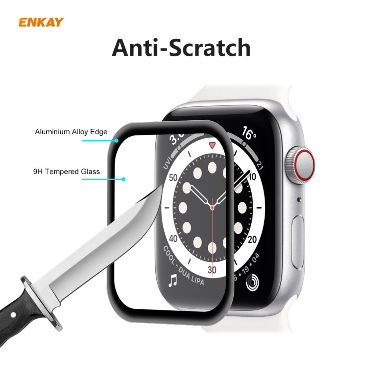 10 PCS ENKAY Hat-Prince 0.2mm 9H Surface Hardness 3D Explosion-proof Aluminum Alloy Edge Full Screen Tempered Glass Screen Film, For Apple Watch 6/5/4/SE 40mm, For Apple Watch 6/5/4/SE 44mm