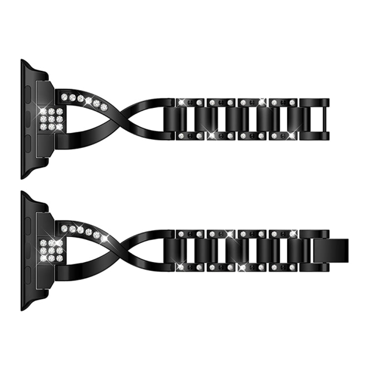 X-shaped Diamond-studded Solid Stainless Steel Wrist Strap Watch Band for Apple Watch Series 3 & 2 & 1 42mm