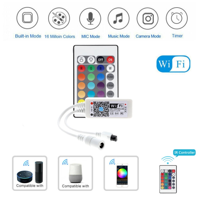 Smart Phone Control Music and Timer Mode Home Mini WIFI LED RGB Controller, RGB Controller, RGB IR Controller, RGBW IR Controller, RGBW Controller