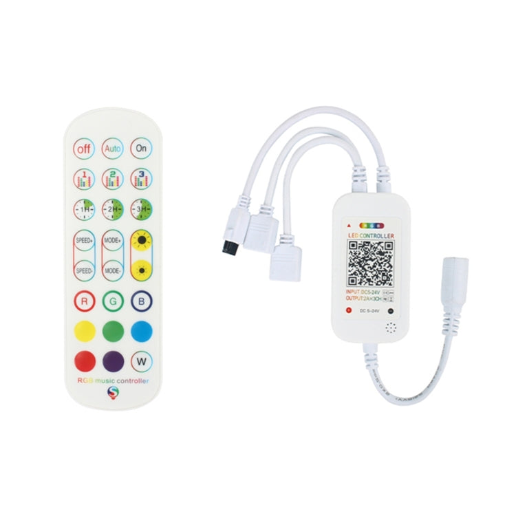 WiFi Smart 4 Pin RGB LED Strip Light Contoller APP Remote Voice Control Works with Alexa Echo, 5-24V, WiFi 24-keys Controller