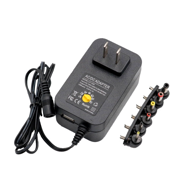 3V 4.5V 5V 6V 7.5V 9V 12V 2A 2.5A AC DC Adapter Adjustable Power Adapter Universal Charger Power Supply 30W, EU Plug, US Plug