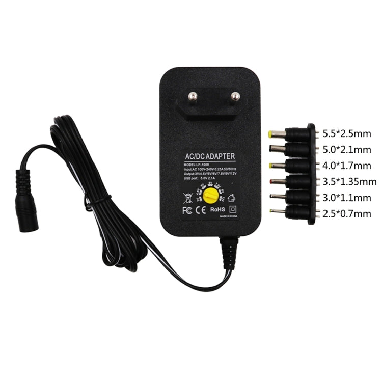 3V 4.5V 5V 6V 7.5V 9V 12V 2A 2.5A AC DC Adapter Adjustable Power Adapter Universal Charger Power Supply 30W, EU Plug, US Plug