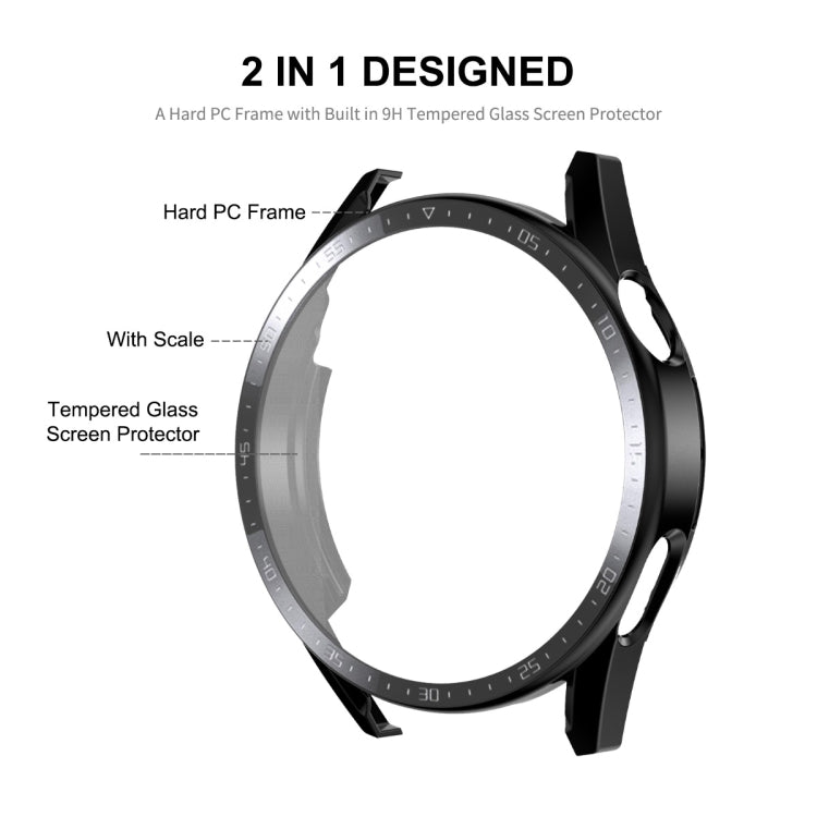For Huawei Watch GT 3 46mm ENKAY Matte PC Frame + Tempered Glass Protector Case With Scale