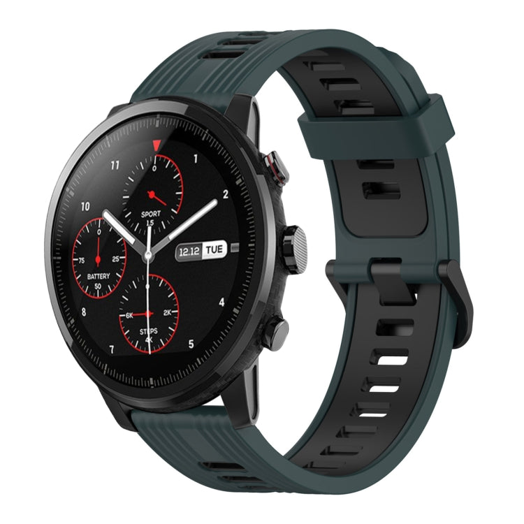 22mm Vertical Pattern Two-Color Silicone Watch Band, For Amazfit 2 Stratos, For Amazfit Z