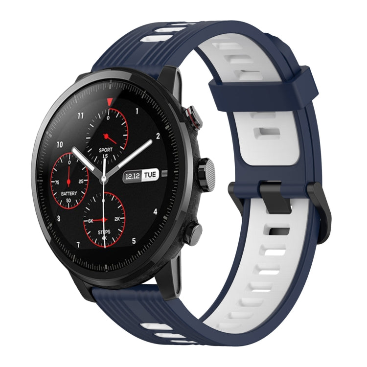 22mm Vertical Pattern Two-Color Silicone Watch Band, For Amazfit 2 Stratos, For Amazfit Z