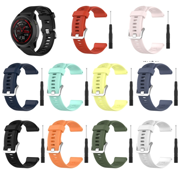 22mm Twill Solid Color Silicone Watch Band, For Garmin Forerunner 745