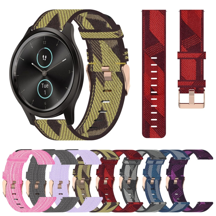 20mm Nylon Woven Watch Band, For Garmin Garminmove Style, For Garmin Vivomove, For Garmin Vivomove HR Sport, For Garmin Vivoactive 3, For Garmin Vivoactive3 Music, For Garmin Forerunner 245