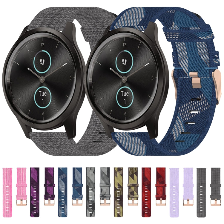 20mm Nylon Woven Watch Band, For Garmin Garminmove Style, For Garmin Vivomove, For Garmin Vivomove HR Sport, For Garmin Vivoactive 3, For Garmin Vivoactive3 Music, For Garmin Forerunner 245