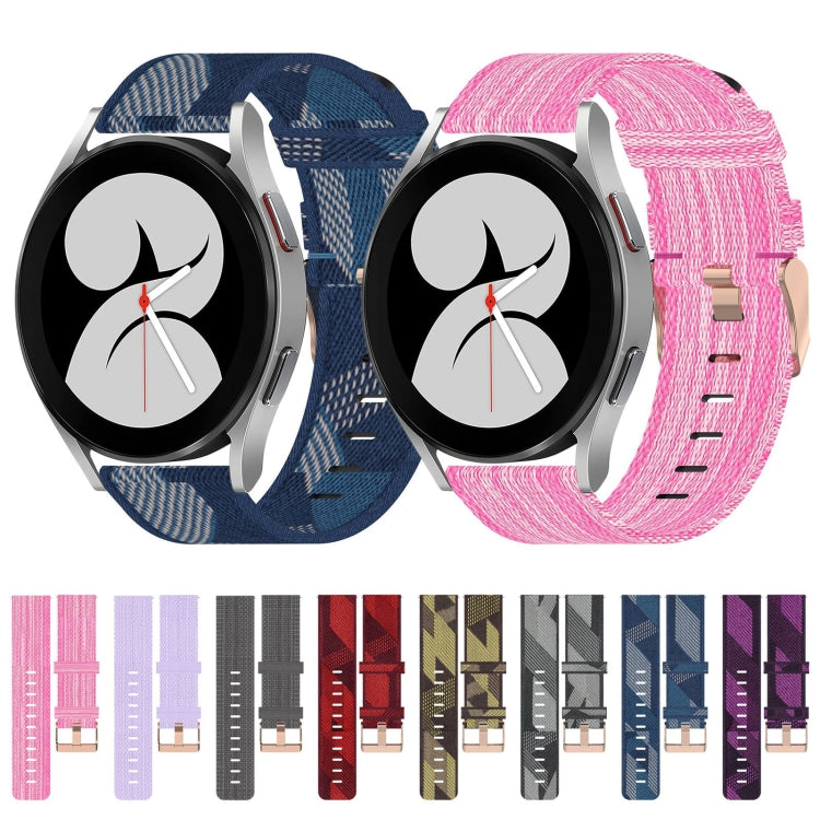 20mm Nylon Woven Watch Band, For Samsung Galaxy Watch 4 40mm, For Samsung Galaxy Watch 4 44mm, For Samsung Galaxy Watch 4 Classic 42mm, For Samsung Galaxy Watch 4 Classic 46mm, For Samsung Galaxy Watch 3 41mm, For Samsung Galaxy Watch Active 2 40mm
