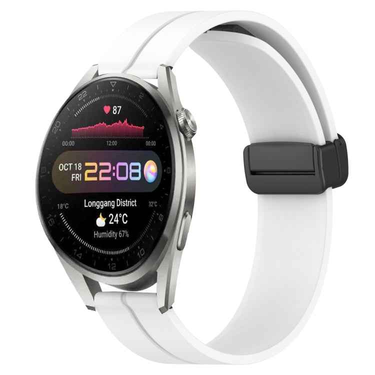 22mm Solid Color Magnetic Clasp Silicone Watch Band, For Huawei Watch 3 Pro New