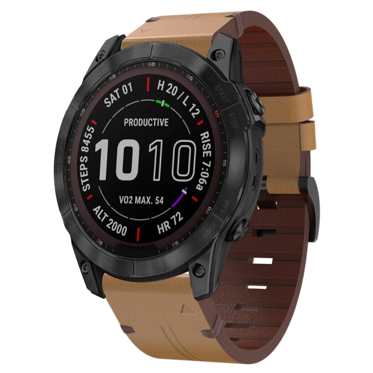 26mm Leather Steel Buckle Watch Band, For Garmin Descent MK 2i, For Garmin Tactix 7 Pro, For Garmin Fenix 3, For Garmin Fenix 5X Plus, For Garmin Enduro 2, For Garmin Fenix 6X Pro, For Garmin Fenix 7X, For Garmin Fenix 3 HR, For Garmin Enduro          ...