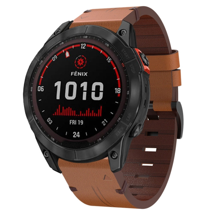 26mm Leather Steel Buckle Watch Band, For Garmin Descent MK 2i, For Garmin Tactix 7 Pro, For Garmin Fenix 3, For Garmin Fenix 5X Plus, For Garmin Enduro 2, For Garmin Fenix 6X Pro, For Garmin Fenix 7X, For Garmin Fenix 3 HR, For Garmin Enduro          ...