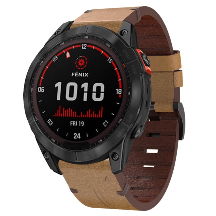 26mm Leather Steel Buckle Watch Band, For Garmin Descent MK 2i, For Garmin Tactix 7 Pro, For Garmin Fenix 3, For Garmin Fenix 5X Plus, For Garmin Enduro 2, For Garmin Fenix 6X Pro, For Garmin Fenix 7X, For Garmin Fenix 3 HR, For Garmin Enduro          ...