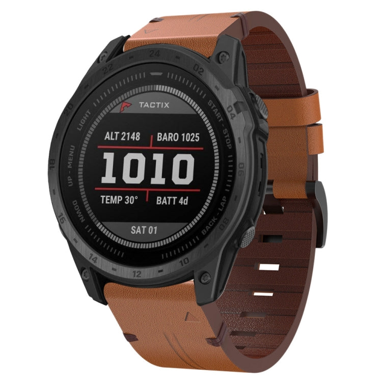 26mm Leather Steel Buckle Watch Band, For Garmin Descent MK 2i, For Garmin Tactix 7 Pro, For Garmin Fenix 3, For Garmin Fenix 5X Plus, For Garmin Enduro 2, For Garmin Fenix 6X Pro, For Garmin Fenix 7X, For Garmin Fenix 3 HR, For Garmin Enduro          ...