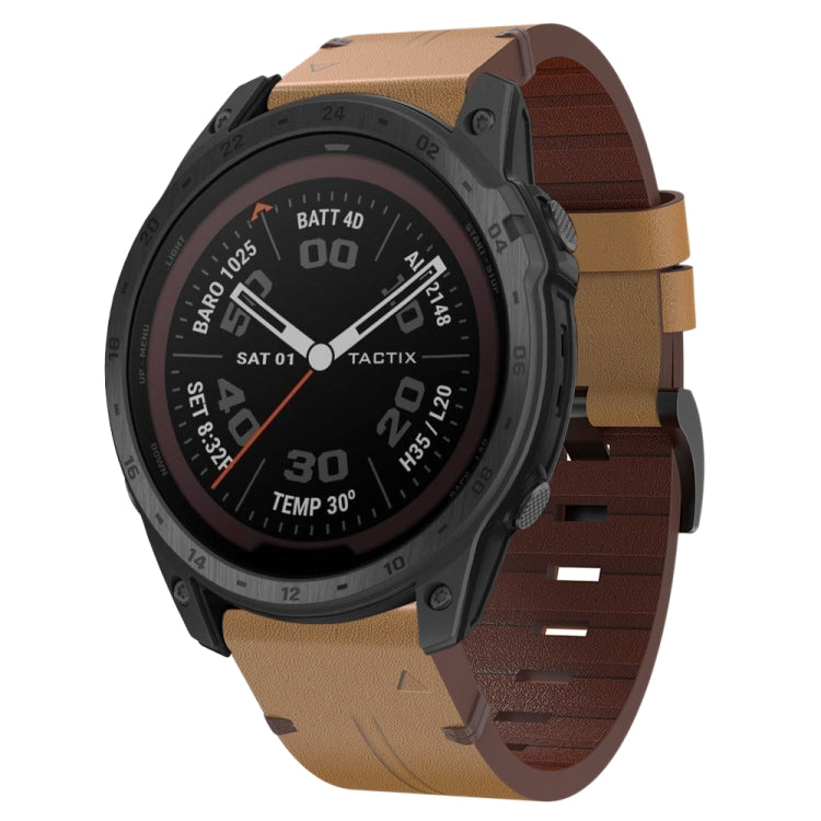 26mm Leather Steel Buckle Watch Band, For Garmin Descent MK 2i, For Garmin Tactix 7 Pro, For Garmin Fenix 3, For Garmin Fenix 5X Plus, For Garmin Enduro 2, For Garmin Fenix 6X Pro, For Garmin Fenix 7X, For Garmin Fenix 3 HR, For Garmin Enduro          ...