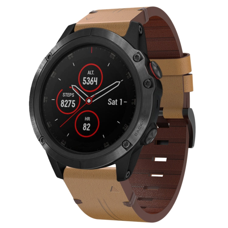 26mm Leather Steel Buckle Watch Band, For Garmin Descent MK 2i, For Garmin Tactix 7 Pro, For Garmin Fenix 3, For Garmin Fenix 5X Plus, For Garmin Enduro 2, For Garmin Fenix 6X Pro, For Garmin Fenix 7X, For Garmin Fenix 3 HR, For Garmin Enduro          ...